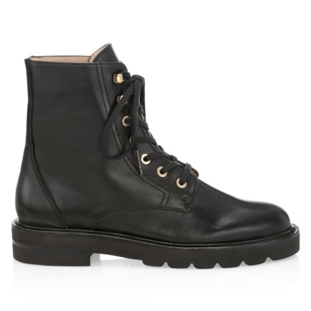 Stuart Weitzman Mila Lift Leather Combat Boots